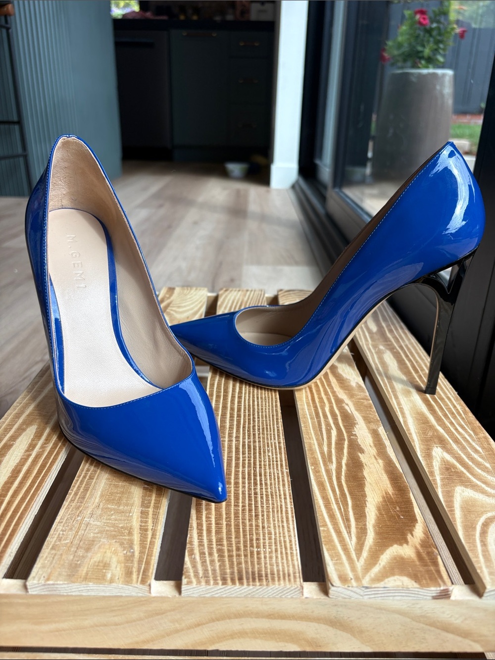 M. Gemi Cobalt Patent Pointed-Toe Stiletto Pumps
